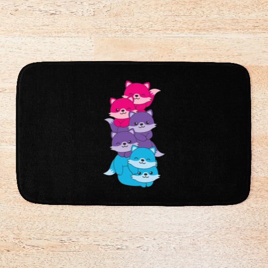 Androgynous Flag Pride Lgbtq Cute Fox Bath Mats