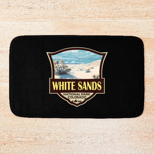 White Sands National Park Illustration Travel Art Bath Mats