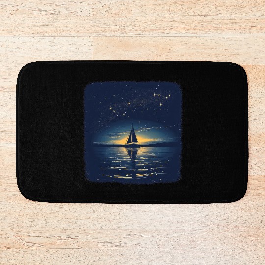 Starry Night Sailing Catamaran Bath Mats