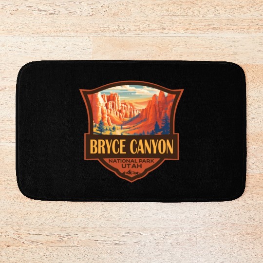Bryce Canyon National Park Travel Retro Badge Bath Mats