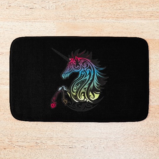 Mystical Rainbow Unicorn Art Bath Mats