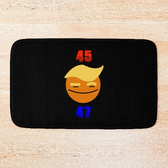 Support Donald J. Trump. 45 47 Trump Smile Face. Bath Mats