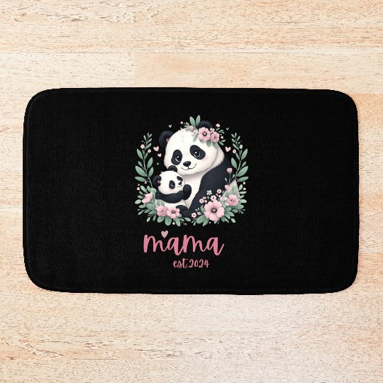 Mama est 2024 I Panda Bear Mum I First Time Mom Bath Mats