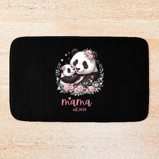 Mama est 2024 I Panda Bear Mum I First Time Mom Bath Mats