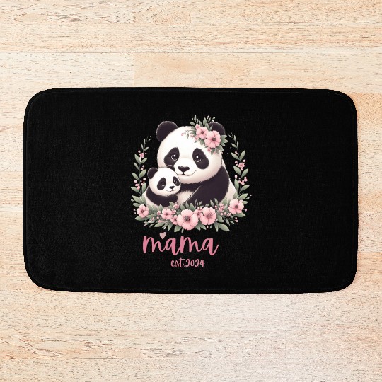 Mama est 2024 I Panda Bear Mum I First Time Mom Bath Mats