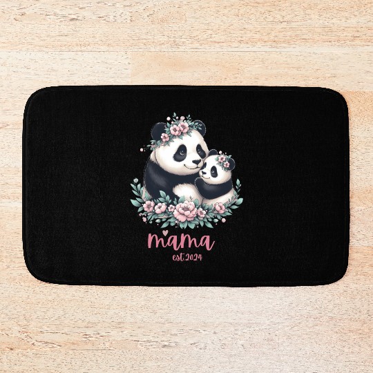 Mama est 2024 I Panda Bear Mum I First Time Mom Bath Mats