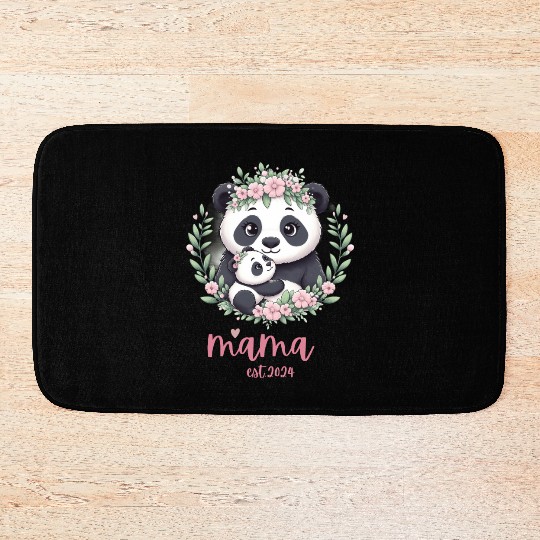 Mama est 2024 I Panda Bear Mum I First Time Mom Bath Mats