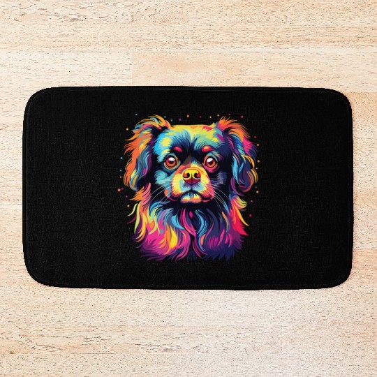 Watercolor Colorful Tibetan Spaniel Bath Mats