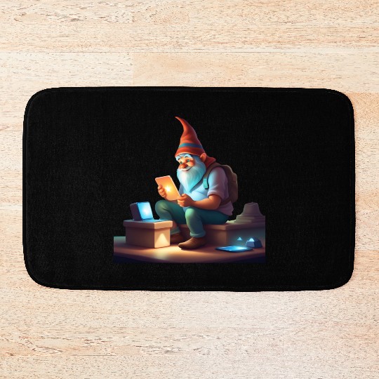 A Father's Day Gnome as a tech-savvy dad Bath Mats