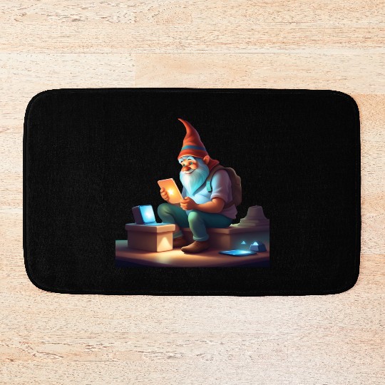A Father's Day Gnome as a tech-savvy dad Bath Mats