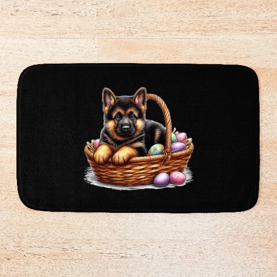 Easter Puppy with Colorful Eggs Bath Mats