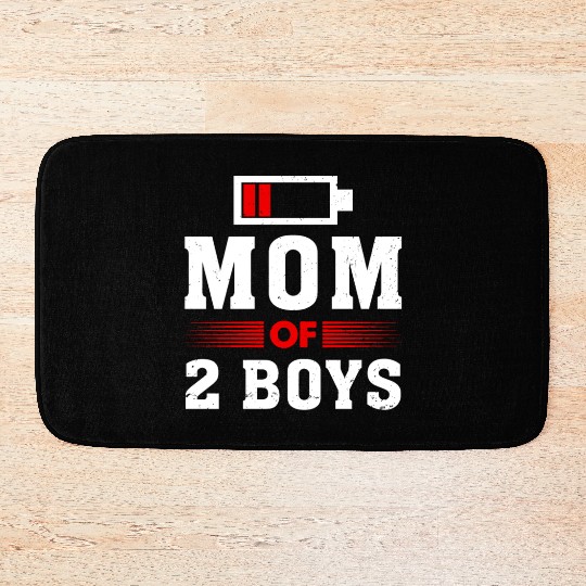 Mom of 2 Boys Mom and Son Matching Mom Bath Mats