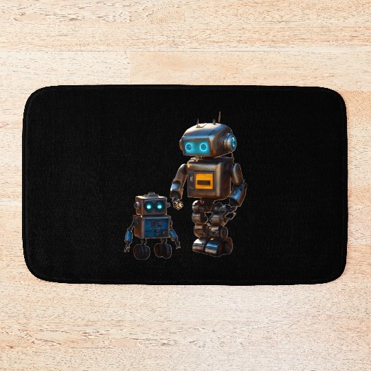 Two robot friends Bath Mats