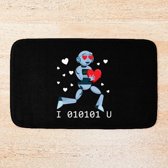 I Love You Binary 01010 Robot Valentine Roboticsro Bath Mats