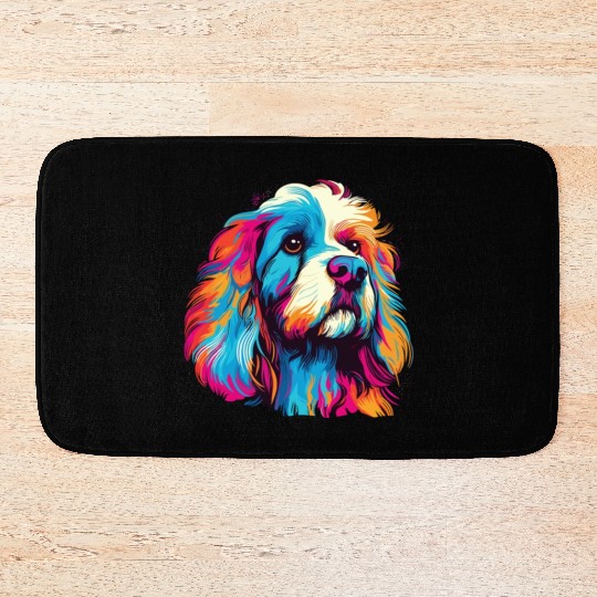 Watercolor Colorful Tibetan Spaniel Bath Mats
