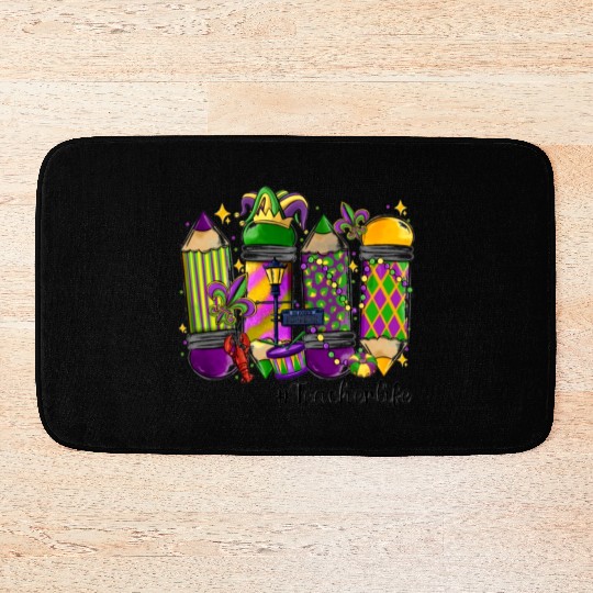 mardi gras teacher life Bath Mats