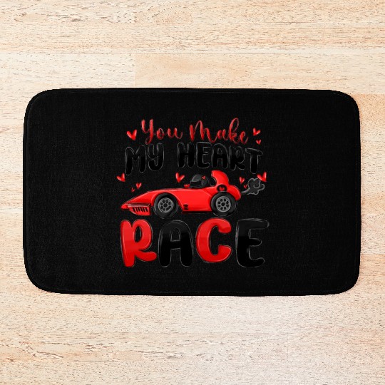 you make my heart race valentine's day Bath Mats