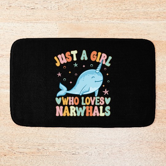 Narwhal Girl Narwhal Lover Bath Mats