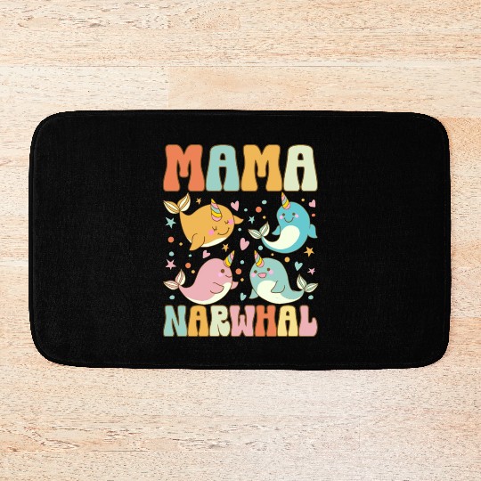 Groovy Narwhal Mom Narwhal Lover Bath Mats