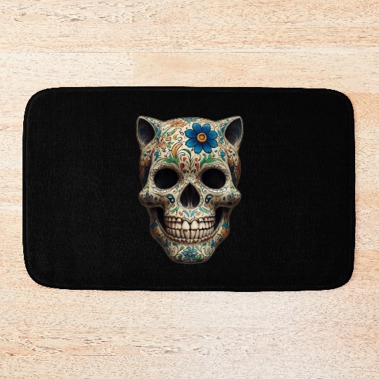 Talavera cat skull Bath Mats