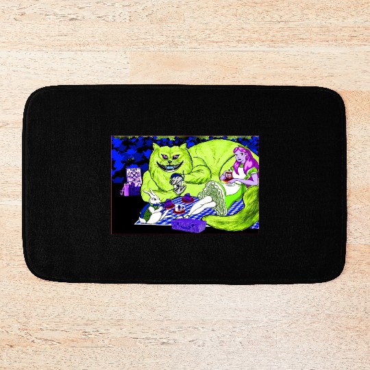 Alice in Picnic land Black (Light Version) Bath Mats