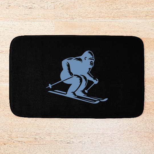 Monkey Gorilla Chimpanzee Ski Silhouette Design Bath Mats