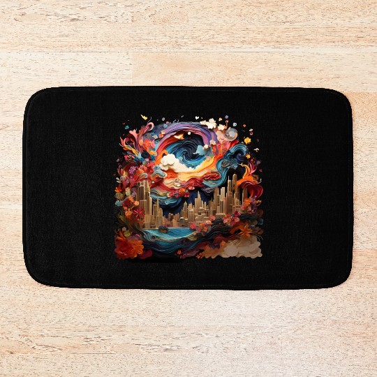Artstation, starry night colorful Bath Mats