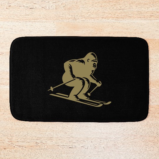 Monkey Gorilla Chimpanzee Ski Silhouette Design Bath Mats