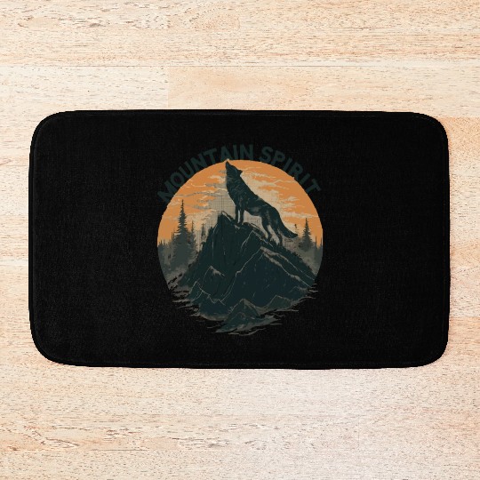 Mountain Majesty Wolf Howling on the Peak Bath Mats