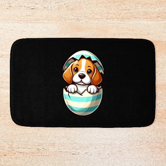 Colorful Beagle Dog Easter Egg Hatching Design Bath Mats