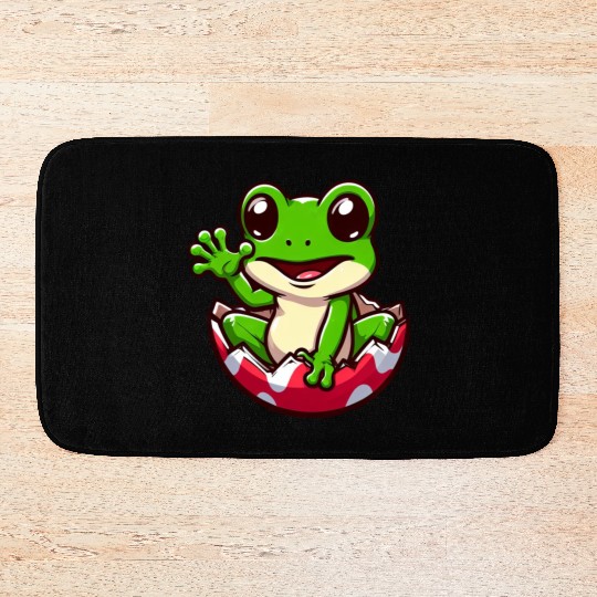 Colorful Easter Egg with Hatching Frog Design Bath Mats