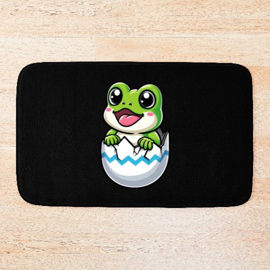Colorful Easter Egg with Hatching Frog Design Bath Mats