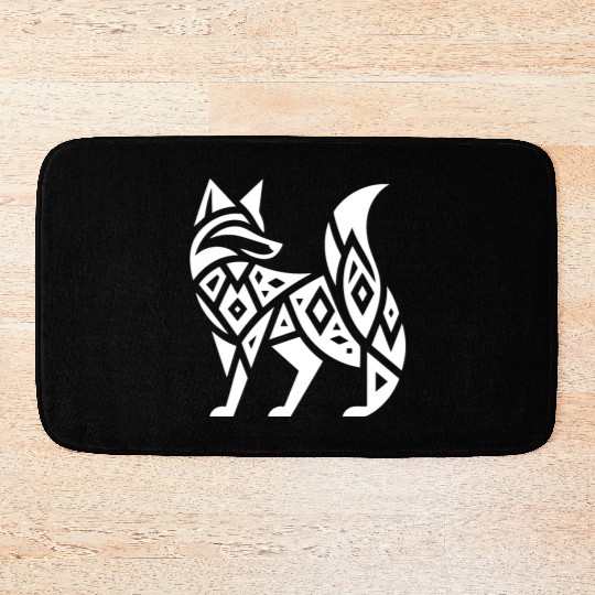 Elegant Fox In T Tattoo Style Bath Mats