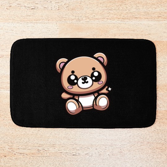 Cute Kawaii Teddy Bear 1 Bath Mats