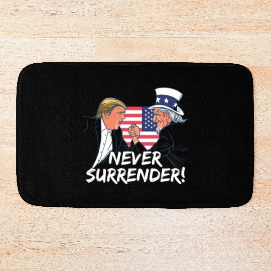 Trump Never Surrender Mug Shot Bath Mats