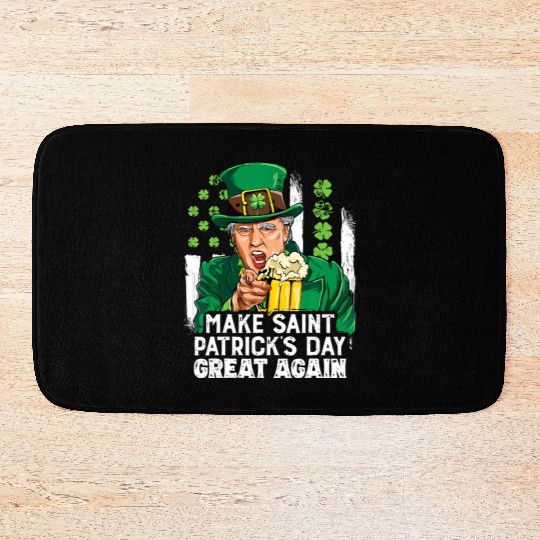 Funny Trump 2024 Make St Patrick's Day Great Again Bath Mats