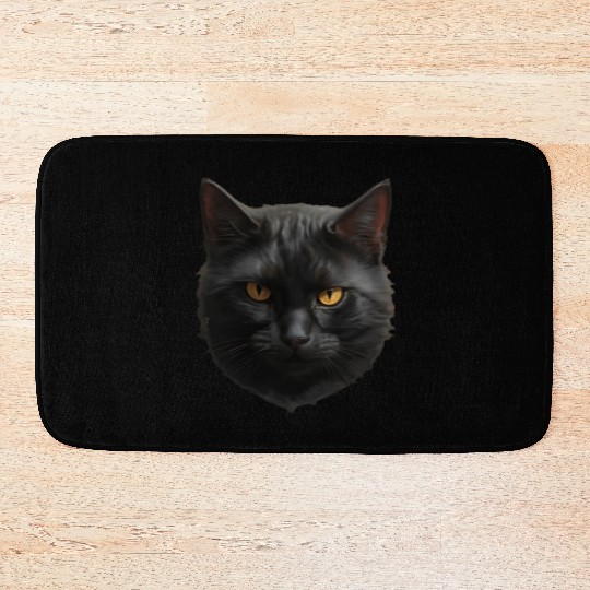 black cat face Bath Mats