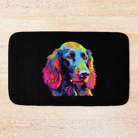 Watercolor Colorful Irish Water Water Spaniel Bath Mats