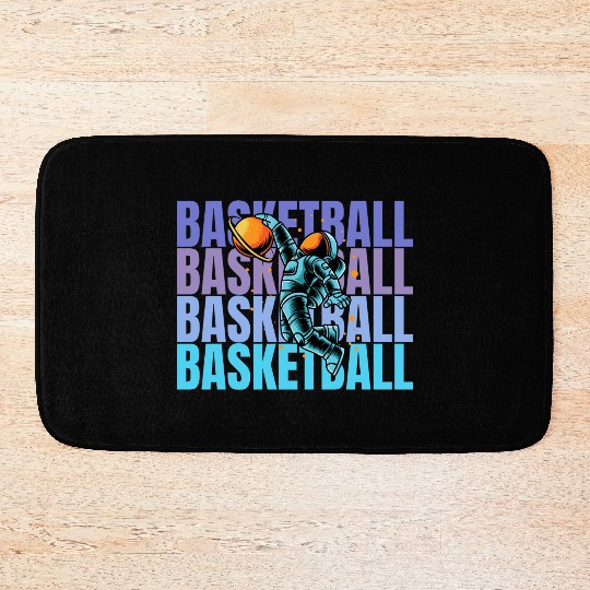 Astronaut Dunking Basketball Creative Illustration Bath Mats