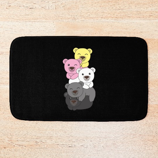 Queerplatonic Flag Pride Lgbtq Cute Bear Bath Mats