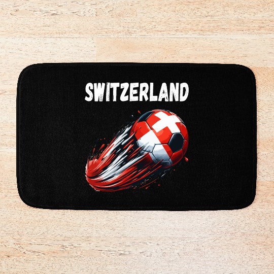 Switzerland Footballgraphic illustrationsoccer mot Bath Mats