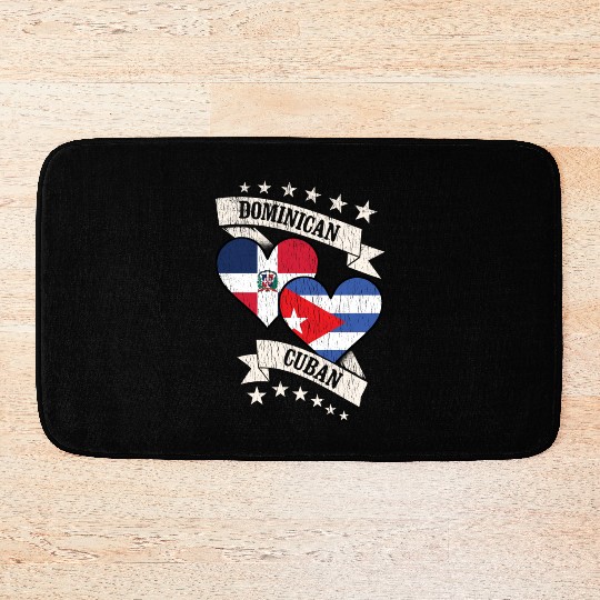 Dominican Cuban Heart Flags Dominican Republic Cub Bath Mats