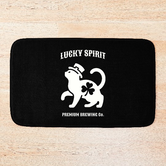 St Patricks Lucky cat Green Bath Mats