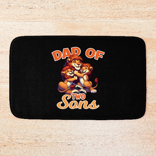 Dad of Two Sons Lion Family for a Dad, Father and Bath Mats