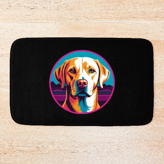 Synthwave Labrador Retriever 2 Bath Mats