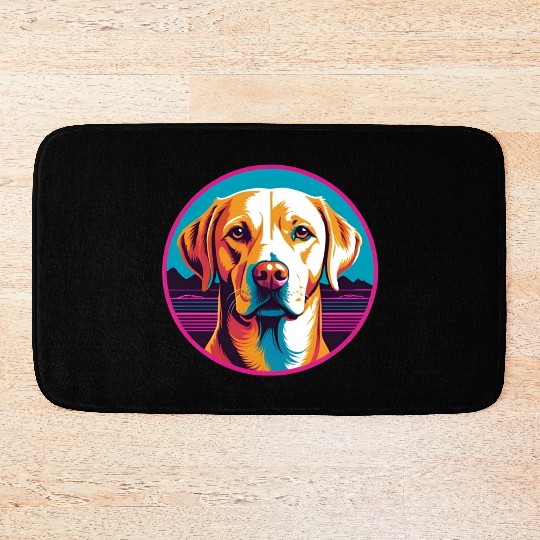 Synthwave Labrador Retriever 2 Bath Mats