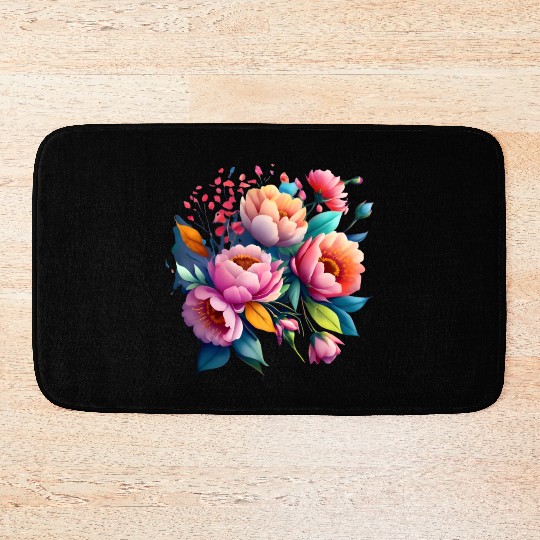 Watercolor Floral Elegance on Fabric Bath Mats