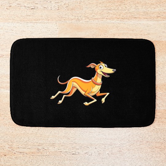 Graceful Running Whippet Artwork Bath Mats
