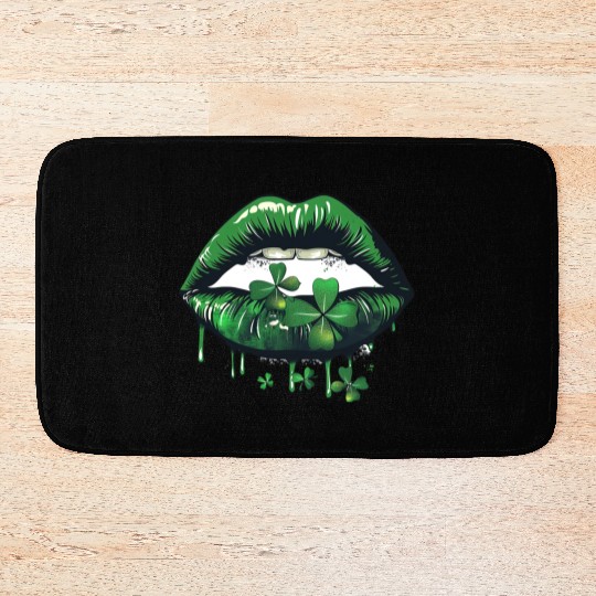 St Patrick Irish Green Lips Bath Mats