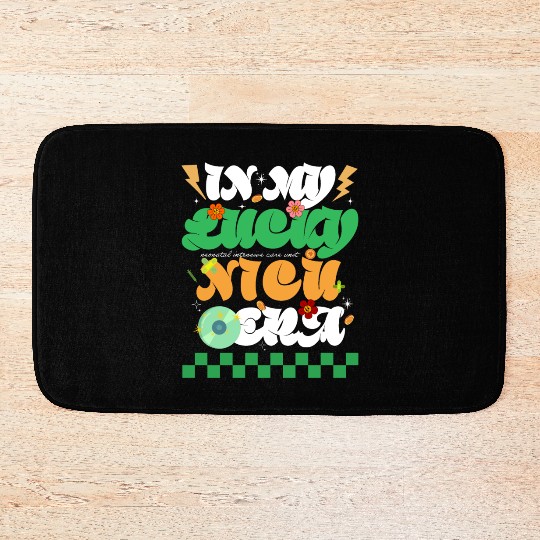 In My Lucky NICU Era St Patricks Day Hippie Smile Bath Mats